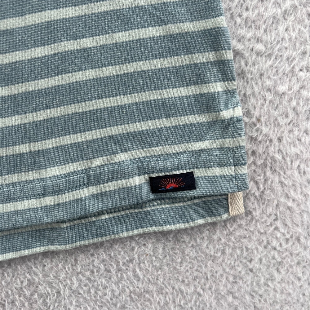 Faherty Isle Polo Shirt Men Small Blue Grey Striped Short Sleeve‎ Cotton Casual - Picture 5 of 14